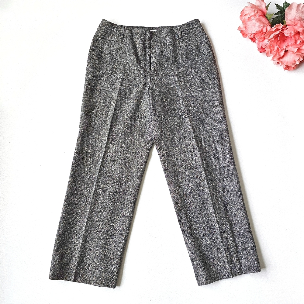 Vintage Talbots Petites Italian Fabric Confetti Tweed Wool Silk Pants Lined 12
